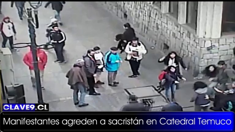 Manifestación termina en golpiza a sacristán y 16 detenidos en pleno centro de Temuco