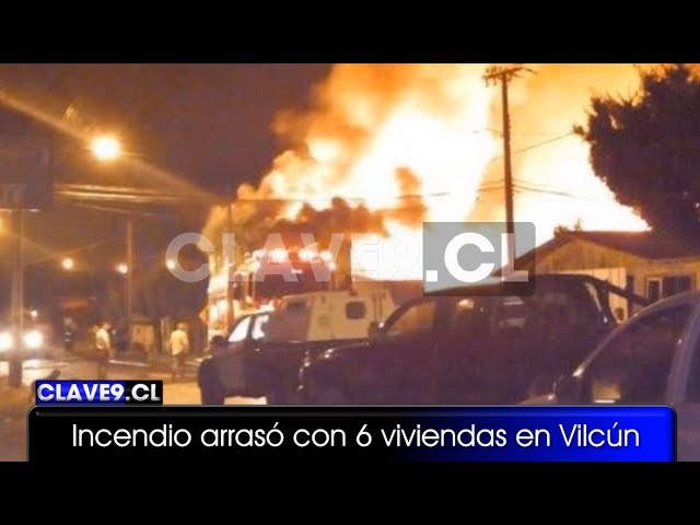 Incendio consumió seis viviendas en sector urbano de Vilcún