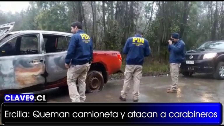 Encapuchados disparan contra carabineros y queman camioneta en Ercilla