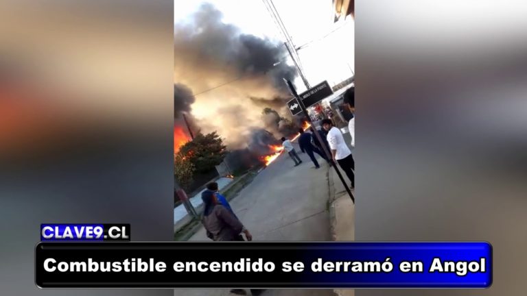 Impresionante incendio provocó que combustible encendido se derramara en plena calle de Angol