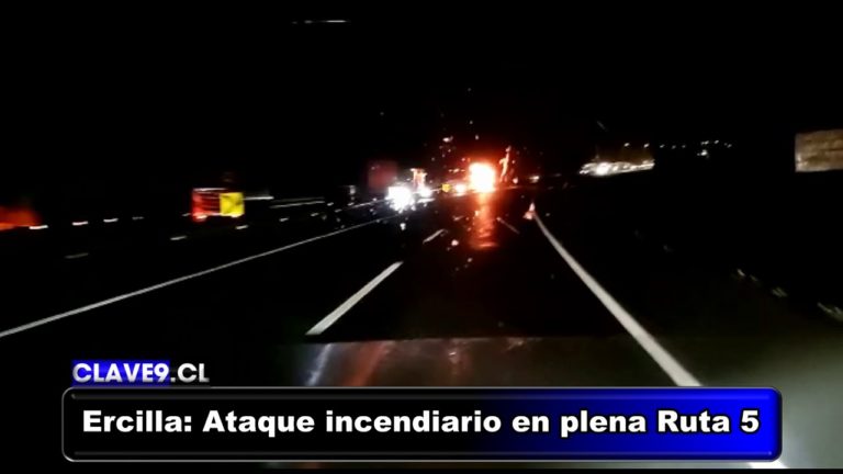 Nuevo ataque incendiario y con disparos se registra contra camiones que circulaban por la Ruta 5 en Ercilla