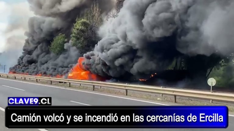 Camión de transporte de combustible volcó y se incendió en las cercanías de Ercilla