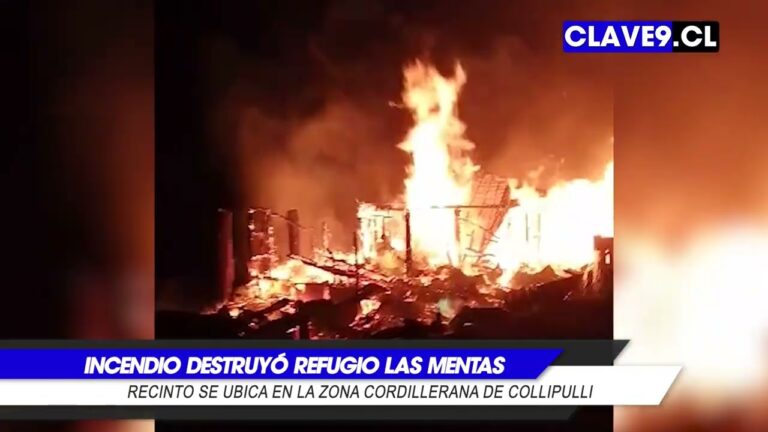 Incendio destruyó el refugio “Las Mentas” en la zona cordillerana de Collipulli