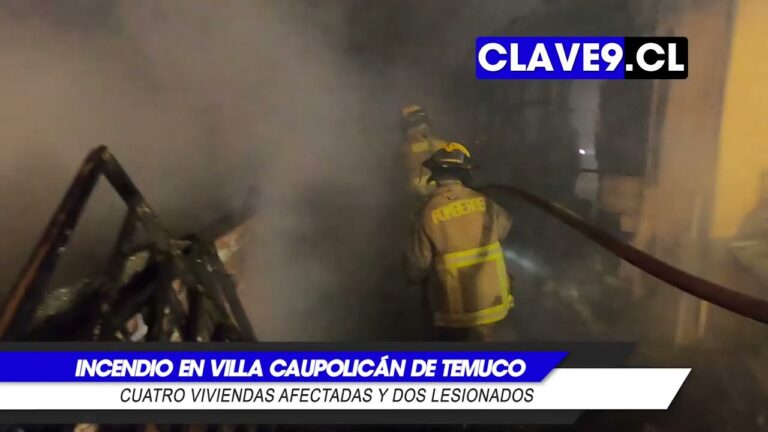 Incendio destruyó cuatro viviendas en villa Caupolicán de Temuco